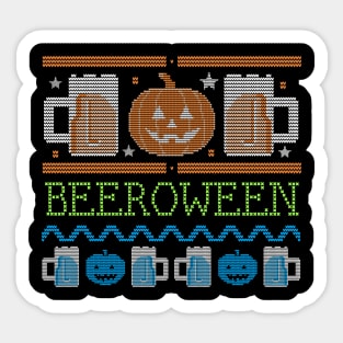 Beeroween Faux Sweater Halloween Design Sticker